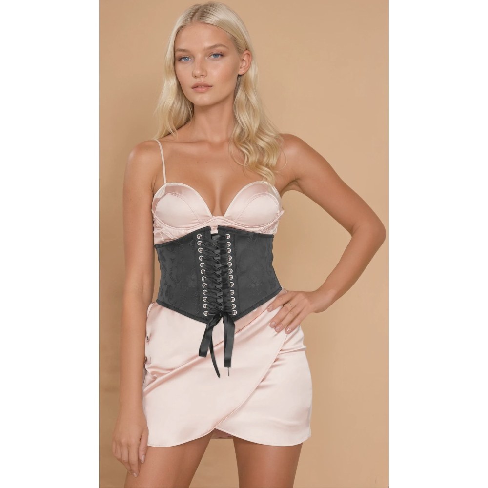Attitude Corsets - Xena Brocade Inspired Korset Taille riem - Zwart